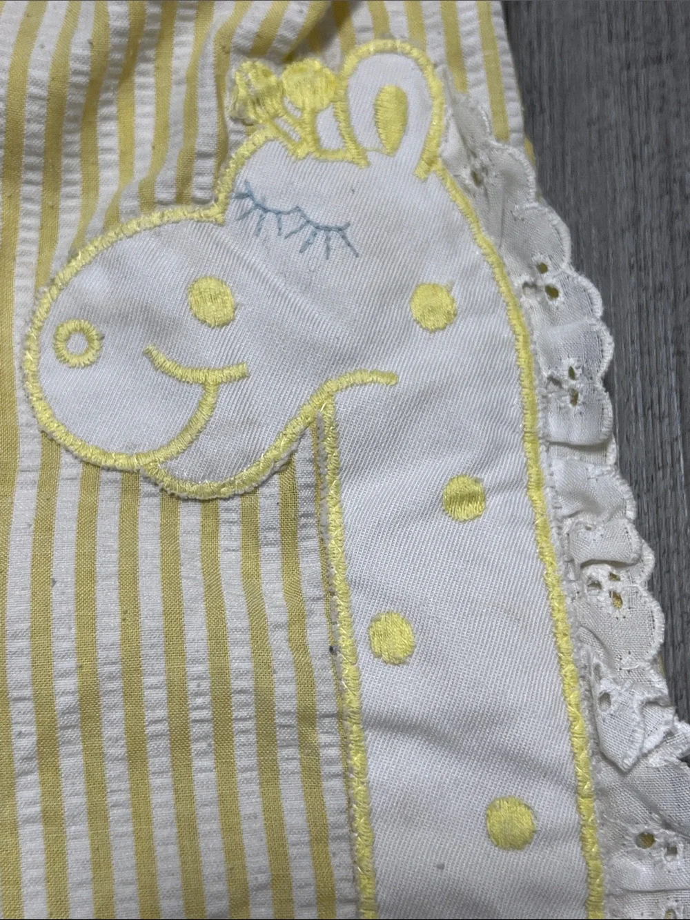 Carter’s toddler vintage light yellow striped one piece romper / size 2T